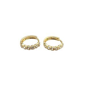 10K Yellow Gold CZ Mini Hoop Earrings #22707
